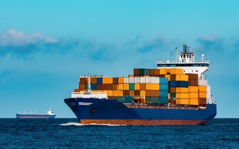 Container ship for sea freight delivery